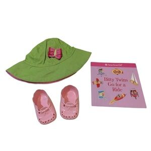 American Girl Bitty‎ Baby Accessories Set Hat, Pink Shoes & Book